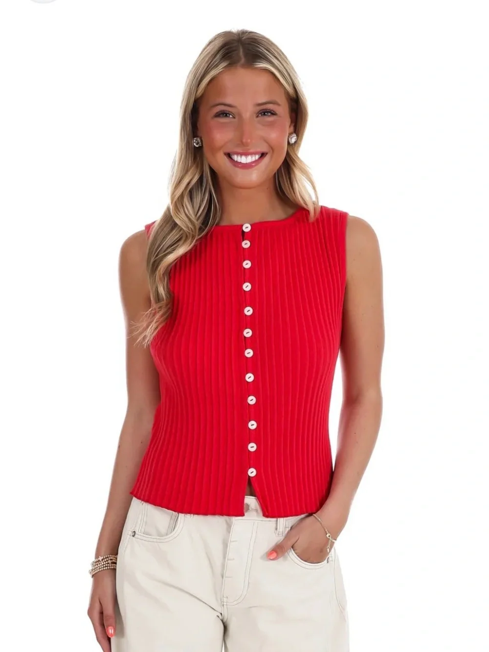 Free People Tilly Vest in Tomato Puree Color Size L